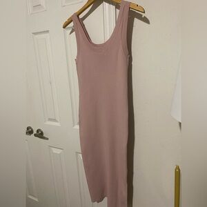 The Drop ribbed midi side slit dress size small baby pink